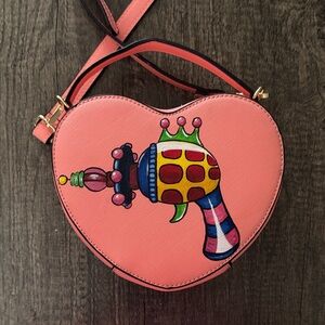 Heart-Shaped Pink Bag with Colorful Design
